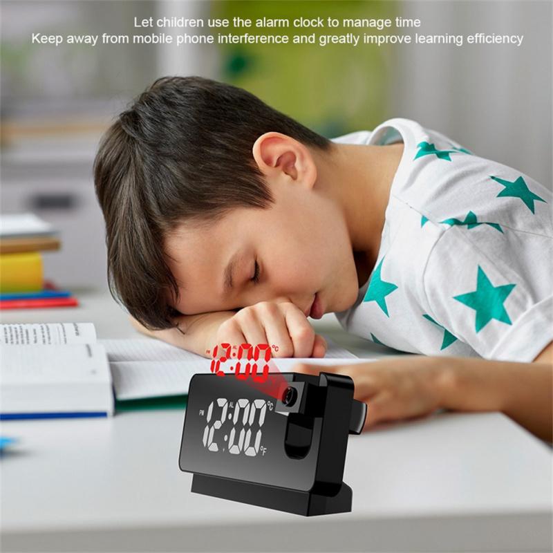 Led Digital Projection Alarm Clock Table Electronic Alarm Clock With 180 Degrees Time Projector