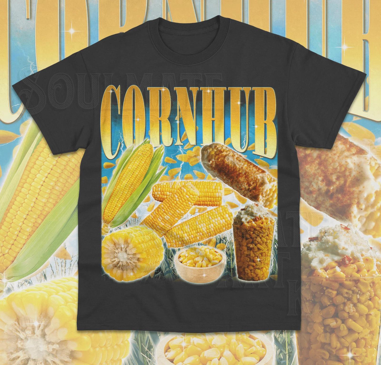 Funny Cornhub T- Shirt Meme Corn Lover Graphic Farmer Novelty Unisex Shirt L