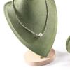 Elegant Velvet Necklace Display Stand With Wood Base Mannequin Bust Pendant Bracelet Jewelry Storage Rack Counter Showcase Props