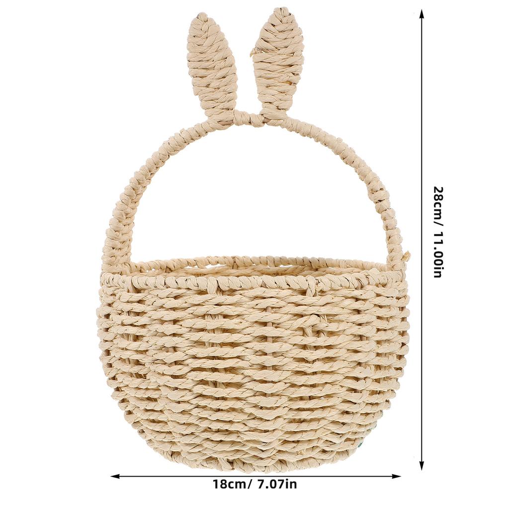 Rabbit Flower Basket Ear Woven Decor Hand Storage for Gifts Weave Candy Iron Paper Rope with Handle Party Candy Basket