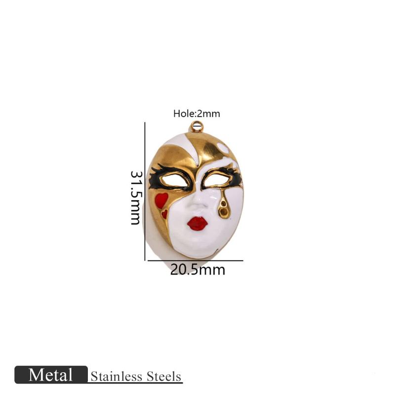 Mask Water Drop  Stainless Steel Charms Enamel Pendant Accessories Diy Women'S Jewelry Necklace Making Connectors