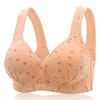 Front Buckle Middle-aged and Elderly Underwear Shaping Cup Printing Without Steel Ring Wide Shoulder Straps Large Size Ladies Tank Top Bra