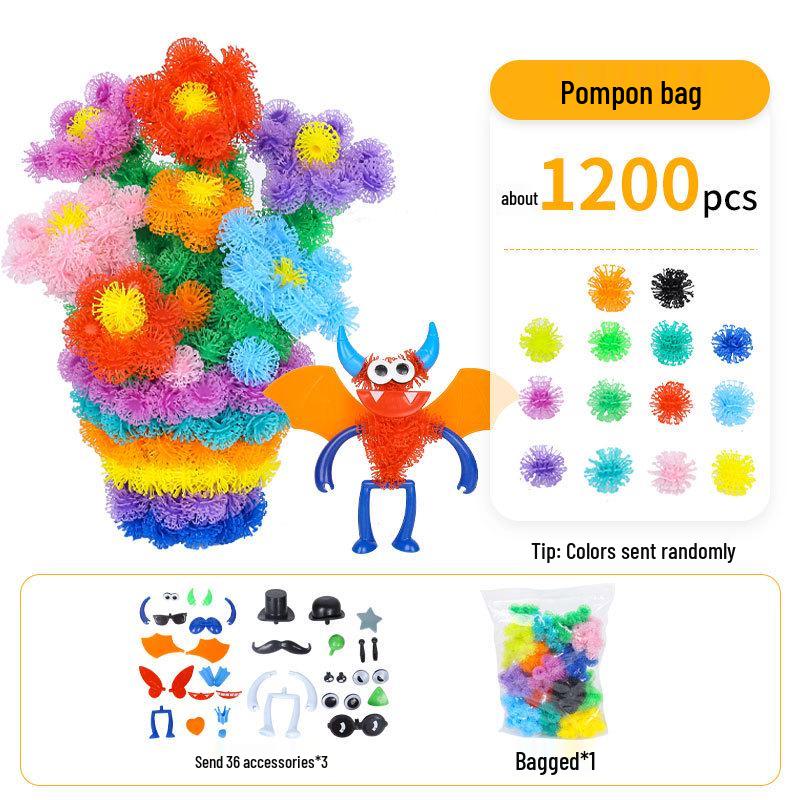 Upgraded Puffy Squeeze Ball: Double Hook DIY Puzzle Toy for Early Childhood Education