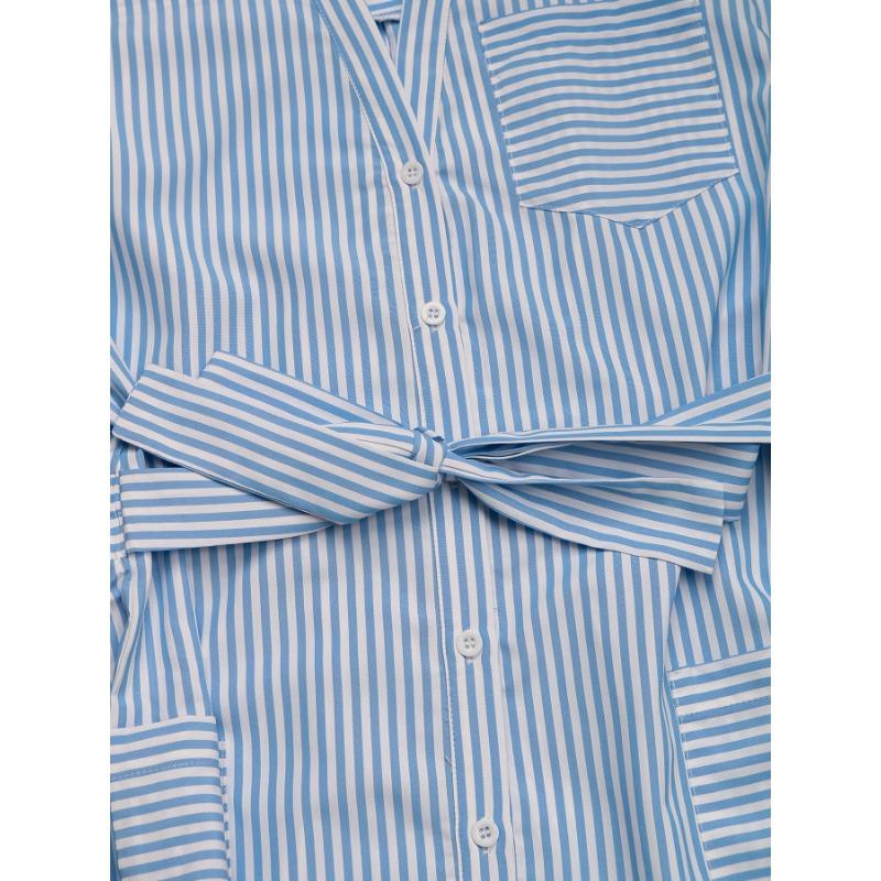 Pantaloni e tute a vita alta con scollo a V, senza maniche, stampa a righe, casual, estivi e primaverili da donna