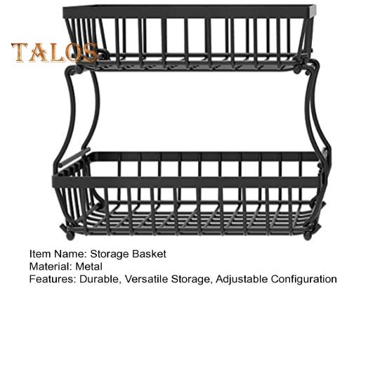 Obstkorb mit 2 Ebenen für die Arbeitsplatte in der Küche, stabile Gemüseaufbewahrung aus Metall, Brotschüsselständer, Draht-Organizer für Kartoffeln und Zwiebeln