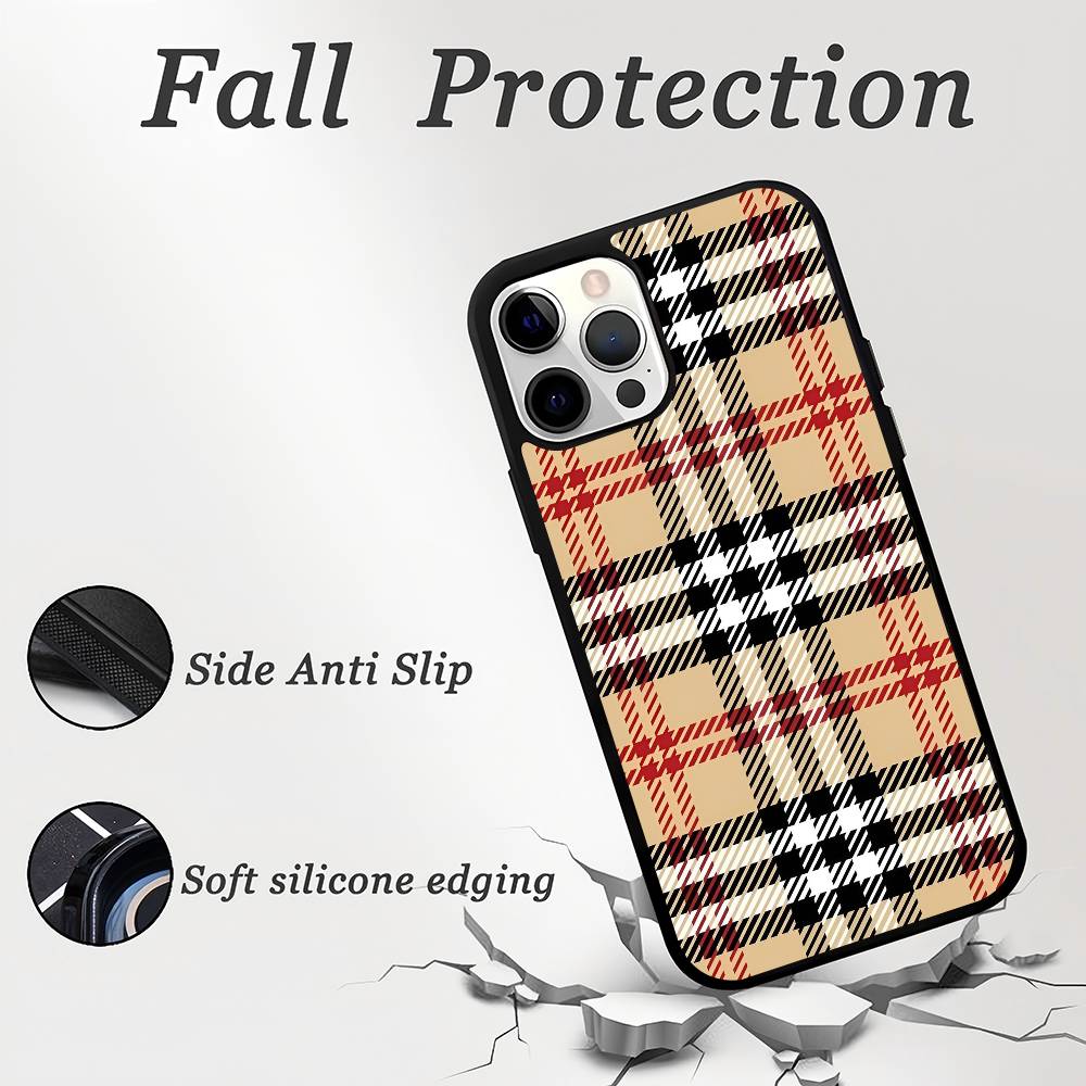 Plaid Fashion Phone Case Mobile Suitable For Apple 17 Air 16 PRO MAX 15 14 13 12 11 Patch Black Hard Shell
