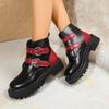 Women'S Mid Heels Boot Round Toe Platform Shoes  New Autumn Winter Fashion Belt Buckle Boots Short Boots For Women Handmade