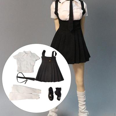 1/6 Scale Suspender Skirt Outfit Dress Up Tie and Shoes for 12'' Female Dolls Figure