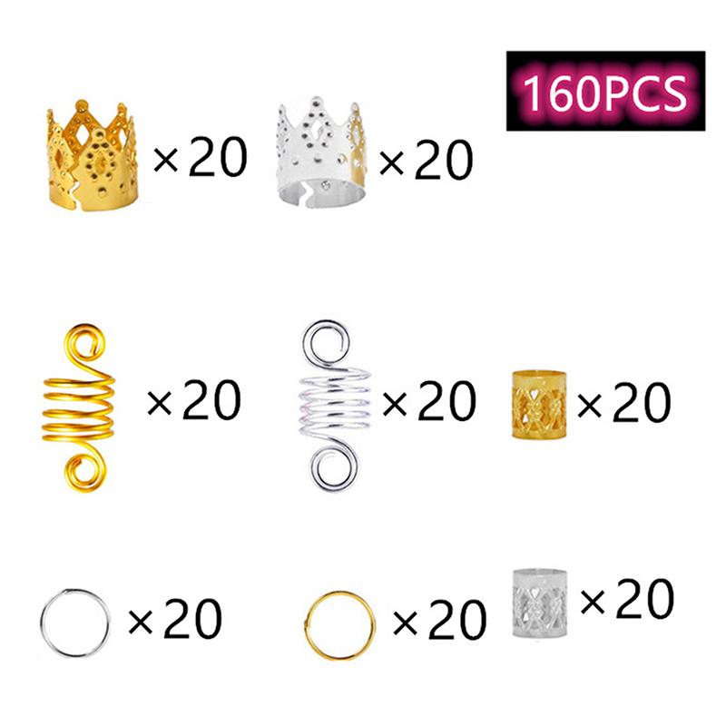 160X Metal African Hair Rings Beads Cuffs Tubes Charms Dread Hair Braids Jewelry
