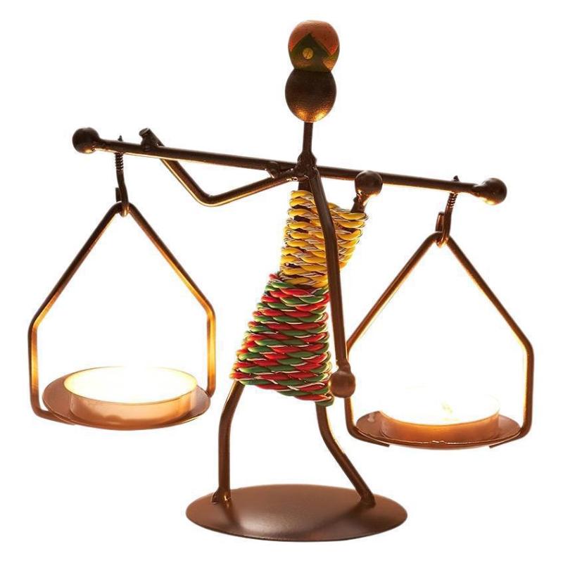 1Pc Nordic Iron Candlestick - Creative Retro Artistic Desktop Ornament, Abstract Crafts Candle Holder for Home Bar Decor