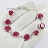 Bracelet Rubis Rouge, Bracelet avec Sertissage de Pierre Précieuse Ronde, Bracelet Fait Main, Bracelet en Argent Sterling 925, Cadeau pour Femme, Bracelet Léger
