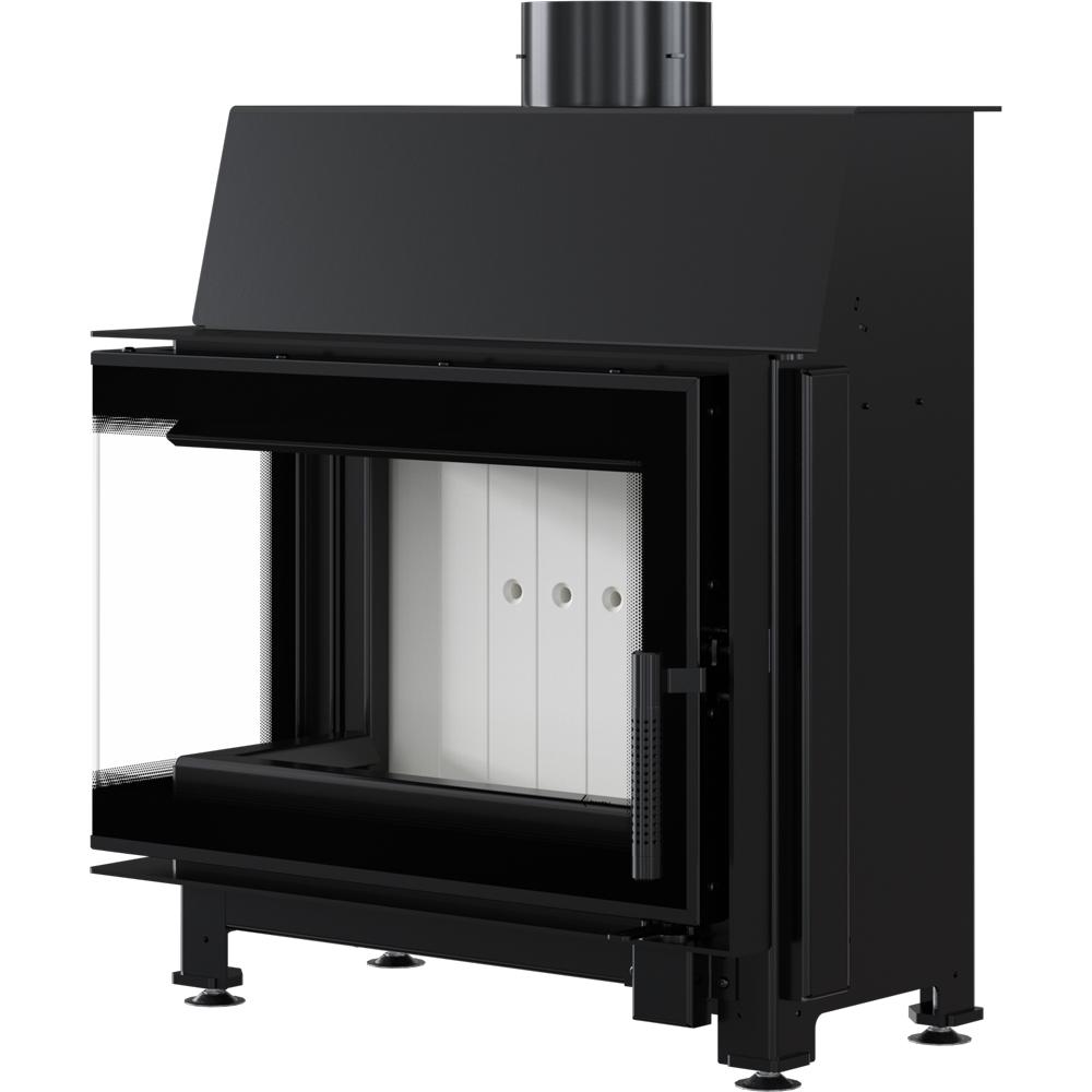 Steel fireplace KRATKI SIMPLE left 6 kW Ø 150 self closing door