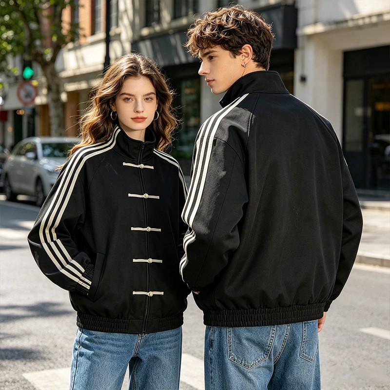 Vintage Chinesischer Knoten Wildlederjacke Unisex Locker Geschnitten Oberbekleidung