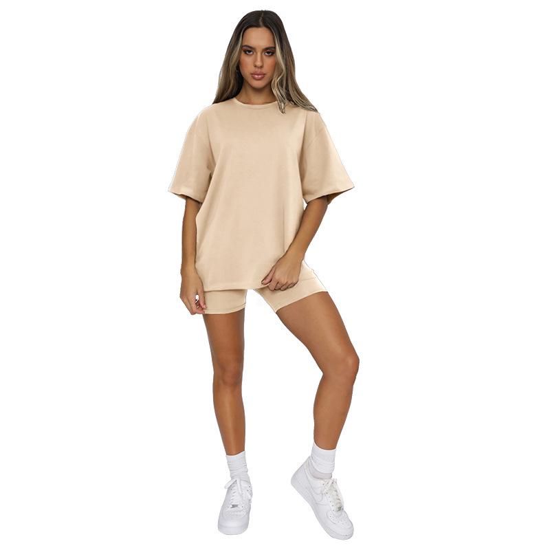 Urban Casual Women's Short Sleeve Pullover and Shorts Set - European Summer Fashion