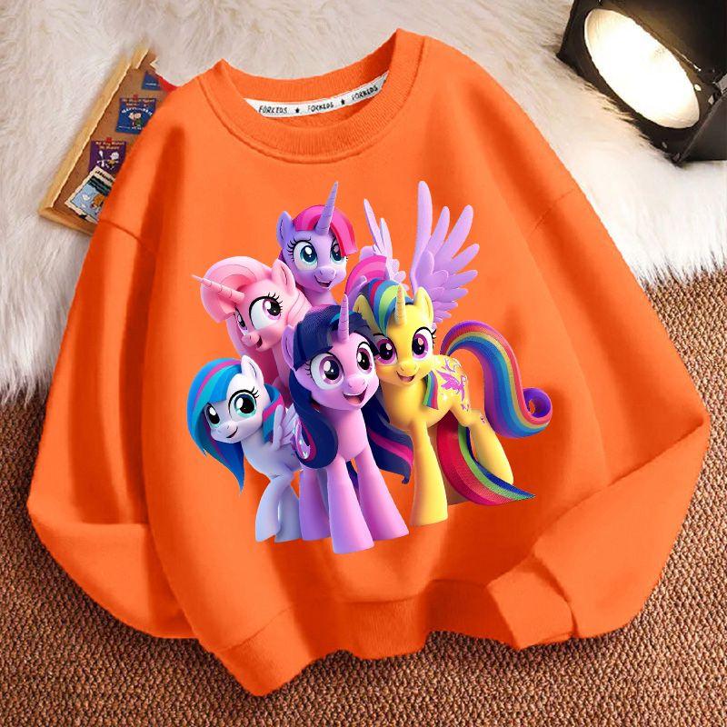 Schattige Kleine Paard Ronde Hals Hoodie voor Kinderen, Casual Top met Lange Mouwen voor Jongens en Meisjes in de Lente en Herfst