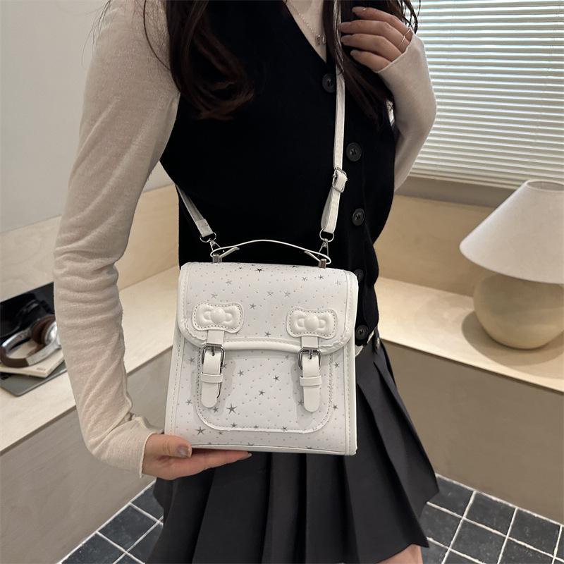 Schoolbag Korean version ins solid color star backpack female niche foreign style cute student schoolbag fashionable simple portable backpack