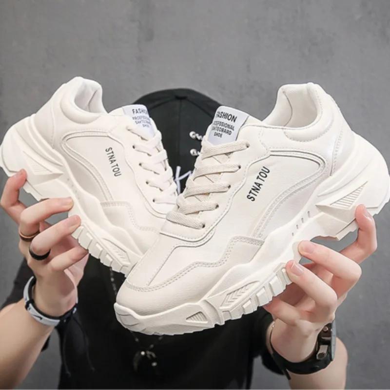 Men's Sneakers Fashion Leather Casual Shoe Outdoor Sport Running Shoes for Men Platform Vulcanize Shoes  Sell Tenis Masculino