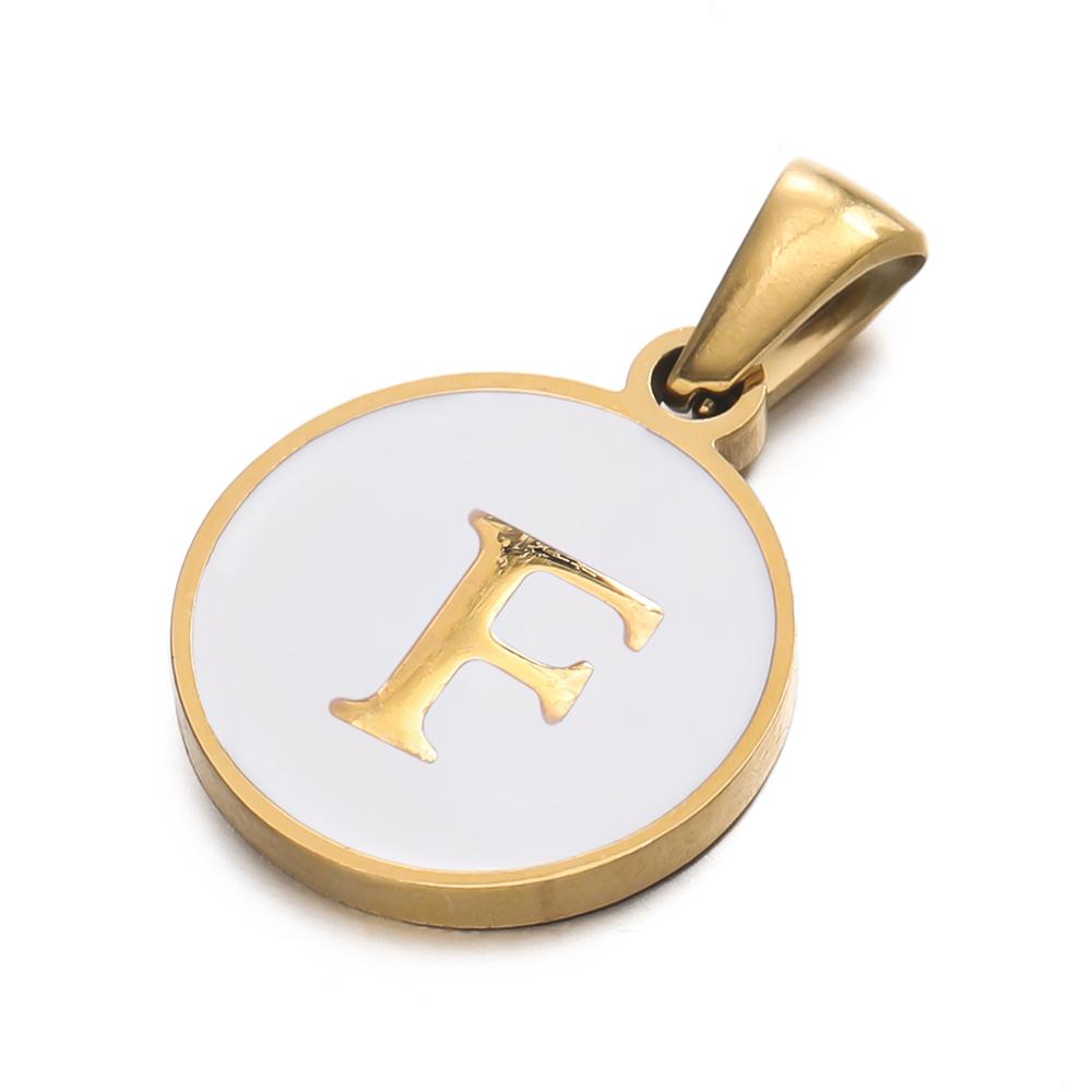 1pcs/pack Stainless Steel 26 Alphabet A-Z Letters Round White Pendants For DIY Bracelet Necklace Jewelry Making Accessories