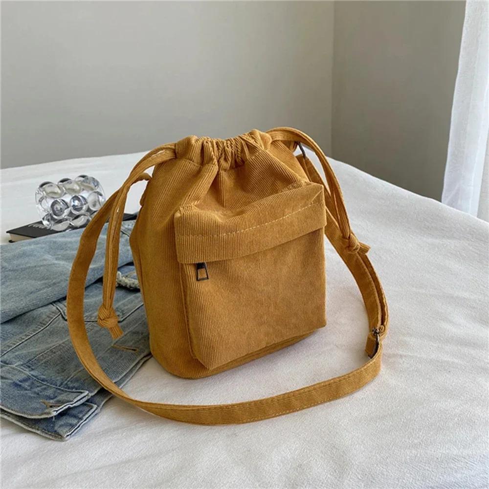 Korean Style Drawstring Bucket Bag - Women's Casual Lightweight Crossbody Bag, Youthful Middle Shoulder Bag Wholesale