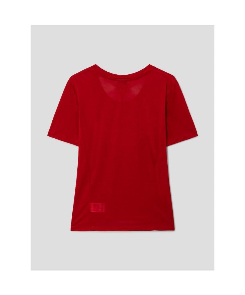 Anggae Scoop Neck Short Sleeve Tshirt Red