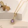 Elegant Violet Water Drop Necklace - Light Luxury, Versatile, High-End Jewelry for Women, Japanese & Korean Style.