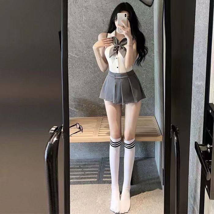 Sexy pajamas large size with chest pad thin ice silk lace backless flirting pure desire suspender pajamas female summer