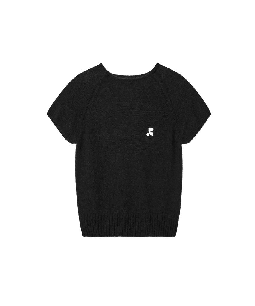 REST&RECREATION Raglan Half Sleeve Knit Top - Black