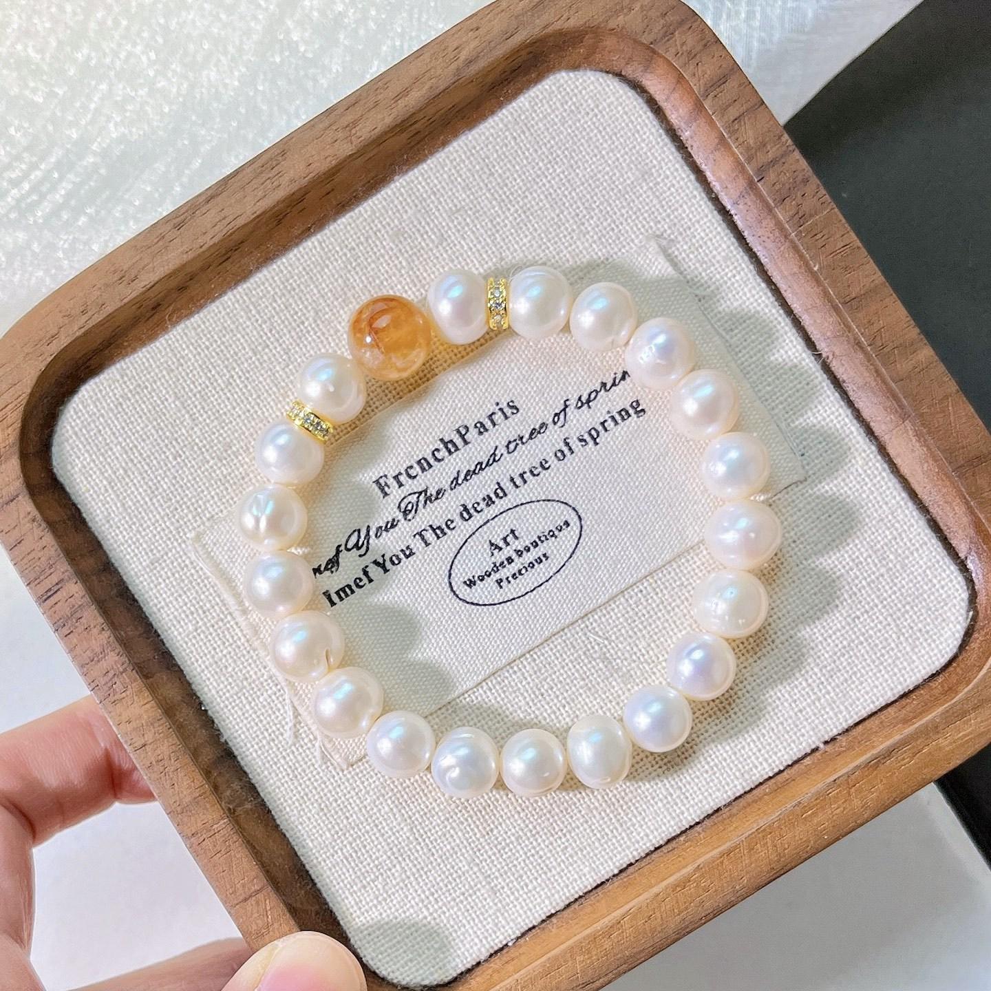 Autumn And Winter 8Mm Natural Freshwater Pearl Citrine Citrine Design Bracelet Bracelet