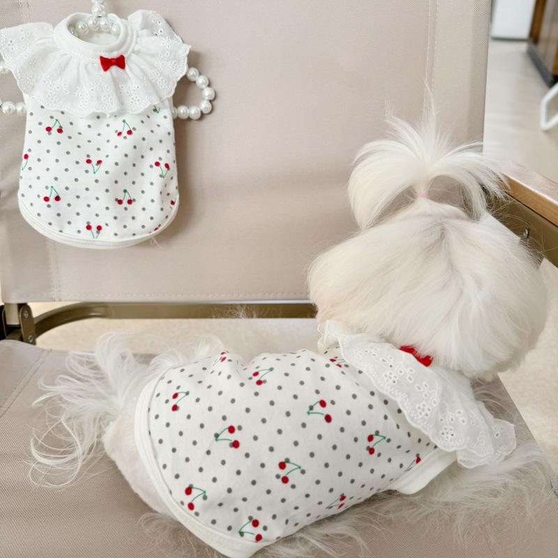 

Хлопковая одежда для домашних животных, жилет принцессы для очень маленьких щенков, мальтийская болонка, тонкая одежда для весны и лета XL белый