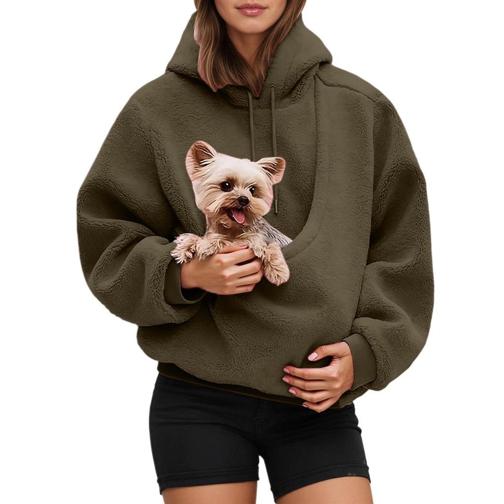 Pocket Style Pet In One Double-sided Plush Loose Fitting Hooded Sweatshirt For Both Men And Women