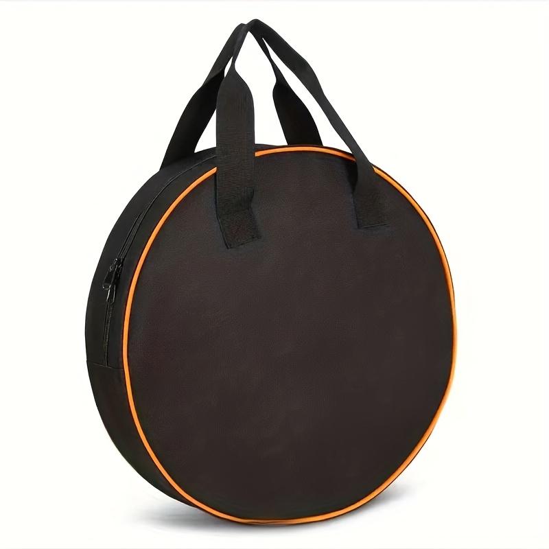 1Pc Heavy-Duty Round Tool Bag With Zipper Closure – Portable Storage Organizer Made Of Durable Fabric Suitable For RV Gardening And Workshop Tool Black - with orange edges