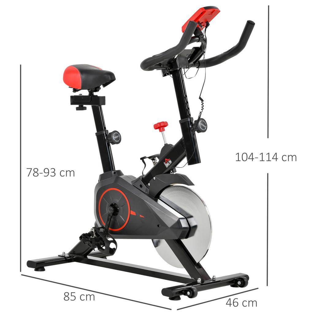 HOMCOM Exercise Bike, Fitness Bike with LCD Display, Heart Rate Sensor