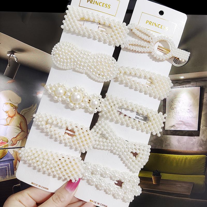Pearl Hair Clip For Women Korean 3/4pcs Geometric Hairpins Set Hair Berrettes Girl Hairgrip Side Clip Hair Accessories