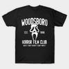 Men Black Print T-shirt Woodsboro Horror Film Club No-Cut Transfer Paper Print Cotton Tshirt