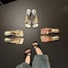 Scarpe da Donna Moda Tacchi Alti Comode Nuove Estive Pantofole in Vera Pelle Scarpe Donna Moda Cool Zoccoli Ciabatte Infradito