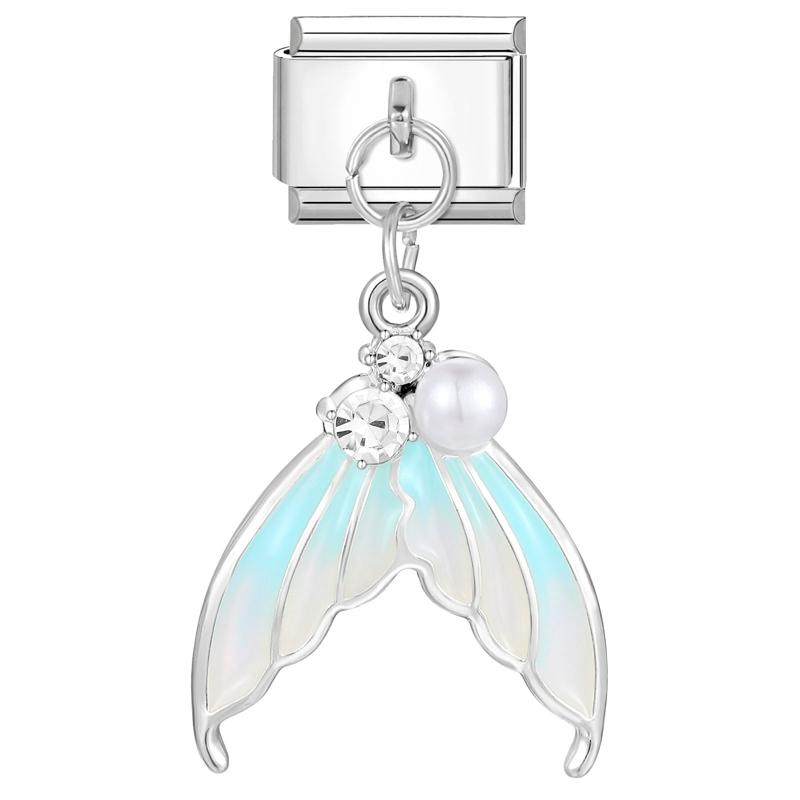 Zircon Colorful Crystal Butterfly Heart Flower Pendant Italian Charm Link Fit 9mm Bracelet Stainless Steel Women DIY Making Gift