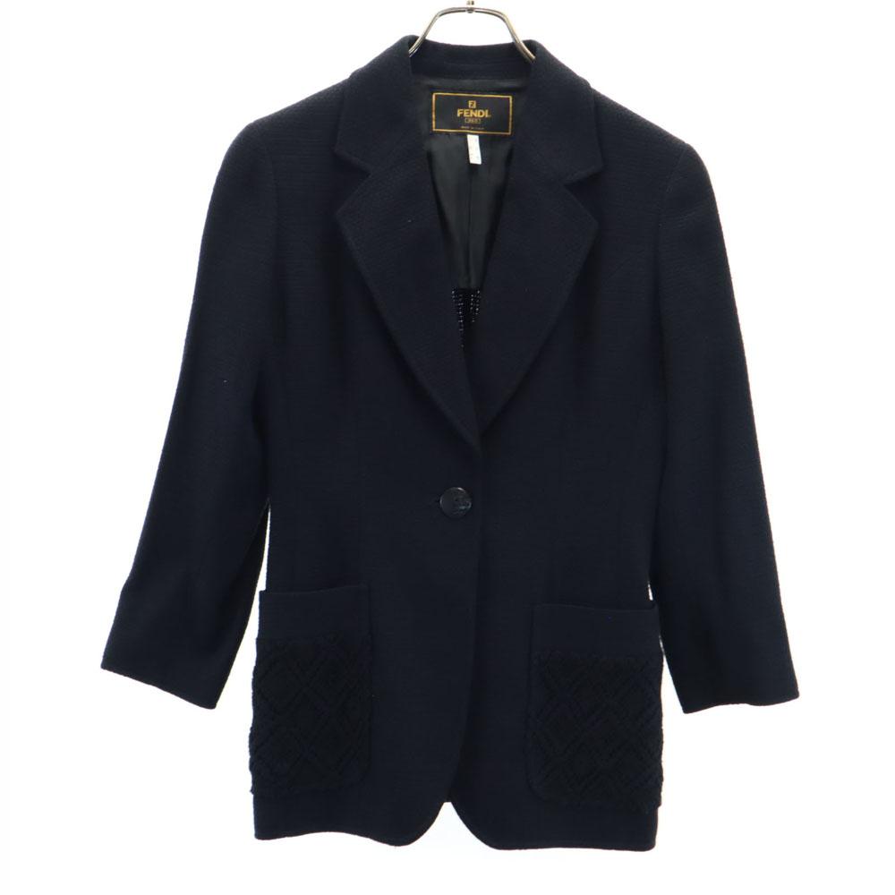 FENDI Italian Silk blazer 40 black Tailored jacket unconstructed Women Used