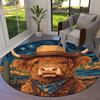 Cool animal cowboy styleRound Area Rug,Carpet Rug for Living Room Bedroom Sofa Playroom Decor,Non-slip Floor Mat