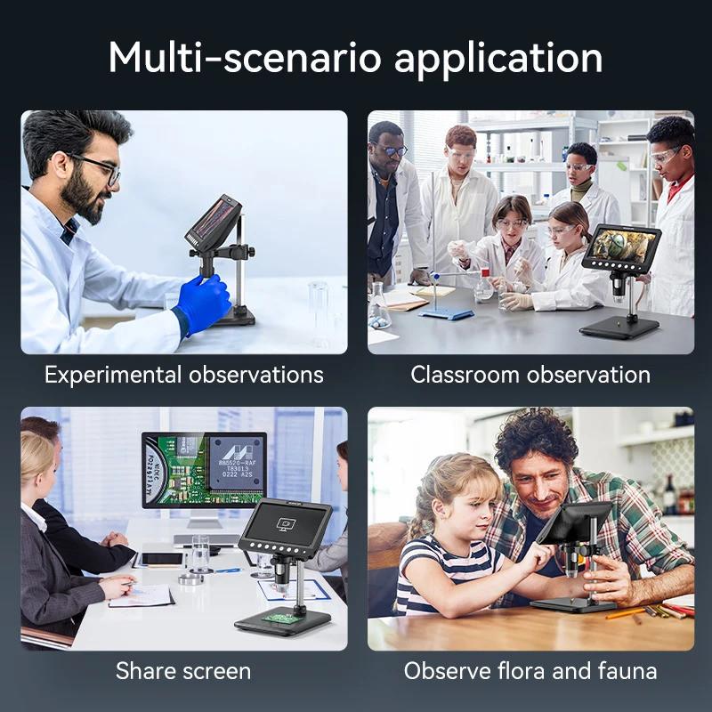 7 Inch IPS 5MP 1200X Digital Coin Microscope 1080P Video Microscope Repairing Circuit Device Ultra-Precise Focusing Camera