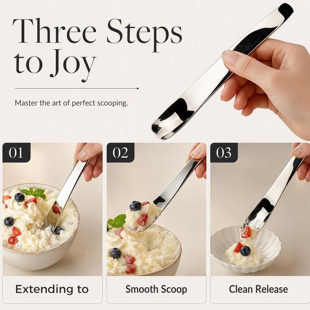 Heavy Duty Dessert Spoon 2pcs Stainless Steel Long Handle Scoop Square Sugar Spoon for Ice Cream Coffee Tea, Kitchen Baking