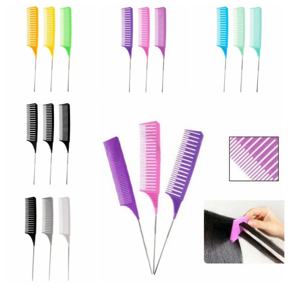 3pcs Highlighting Tailed Comb Set Weaving Hair Styling Combs Coloring Dyeing Comb