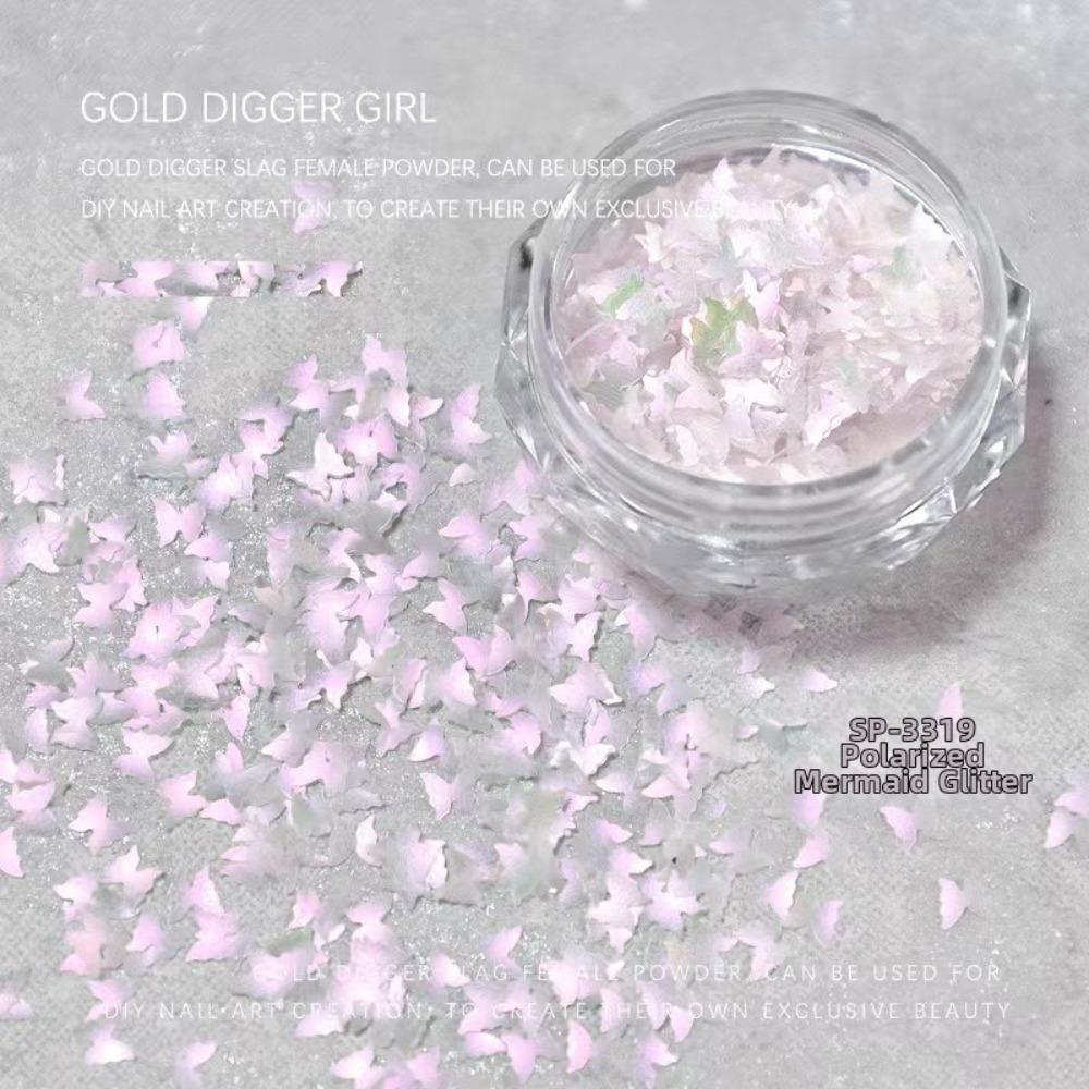 Heart Glitter Nail Art Glitter Flower Butterfly Pink Cherry Blossom Glitter Nail Art Mermaid Sequins Iridescent Prism