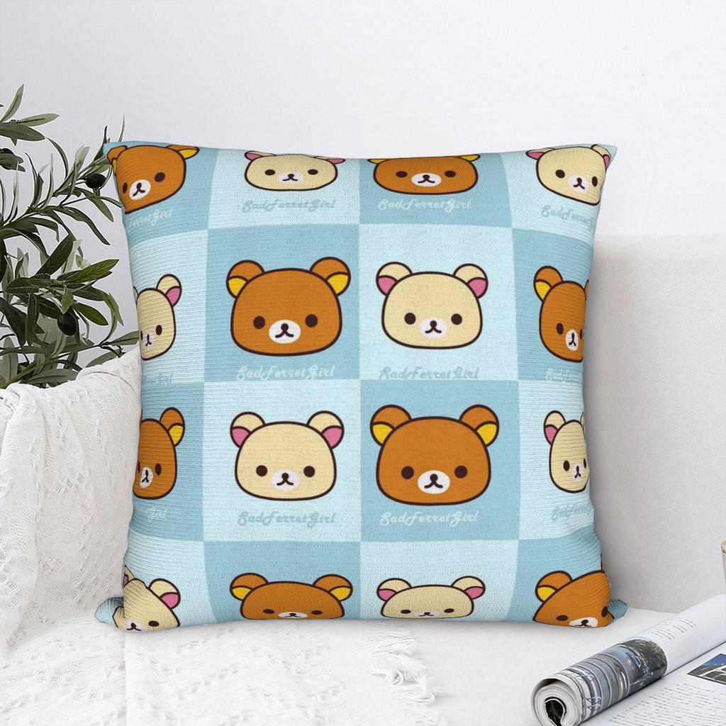 Kawaii Rilakkumas Cartoon Pillowcase Polyester Cushion Cover Decorative Throw Pillow Case Cover Home Wholesale 45X45cm