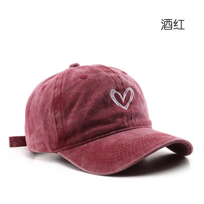

Love fashion retro trendy washed old cap men s outdoor women s sunscreen sun shade baseball hat Adjustable бордовый