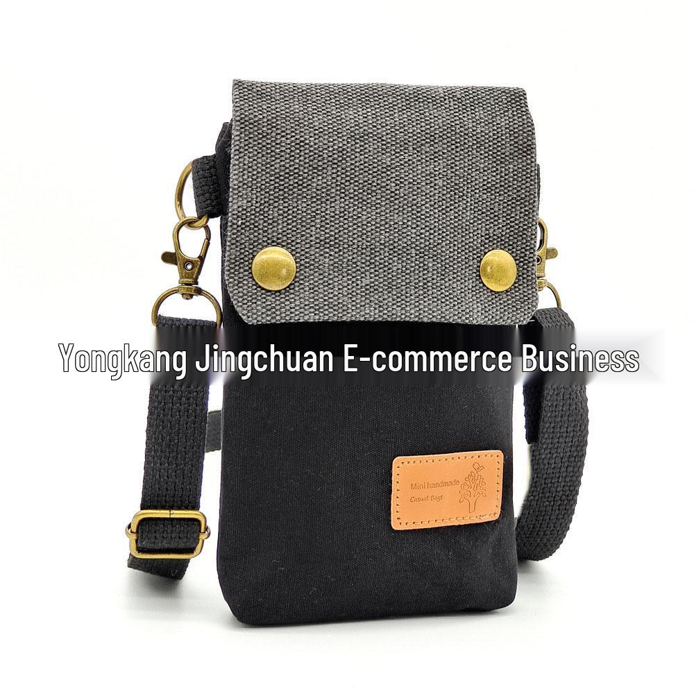 

Solid Color Women s Canvas Crossbody Phone Bag - 3 Layer 19x12x2 cm