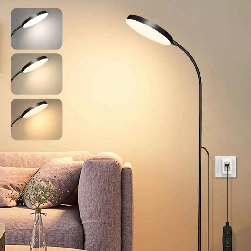 LED Floor Lamp Changeable Reading Lamp with Flexible Gooseneck Dimmable Table or Floor Standing Task Light for Indoor Room