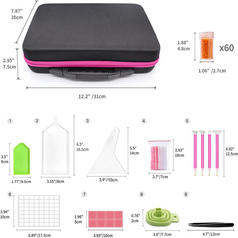 

Сумка для хранения алмазной картины из 60 ячеек и набор инструментов для эфирного масла