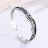 Wave Weave Personalized Minimalist Silver Punk Bracelet - Open Design Bangle