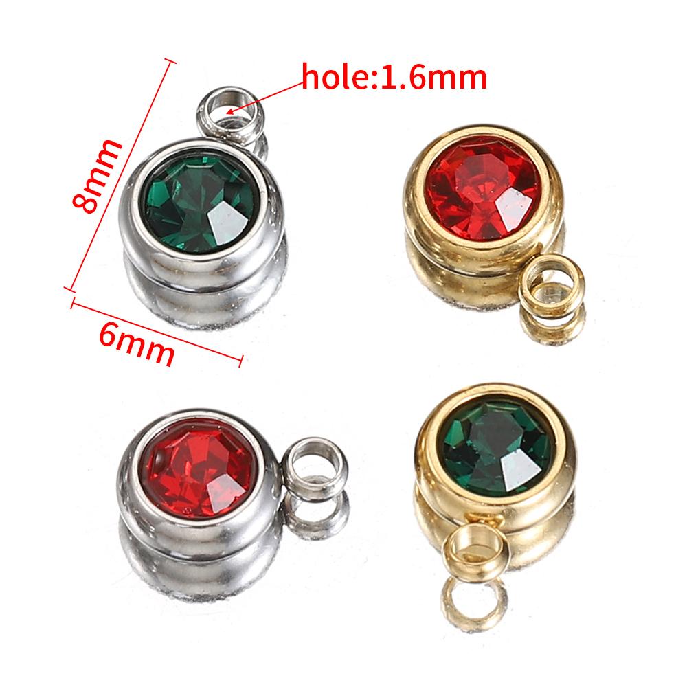 20pcs Stainless Steel Rhinestone Pendants Beads Green Crystal Charms Pendant for Necklace Bracelet Jewelry Making DIY Wholesale
