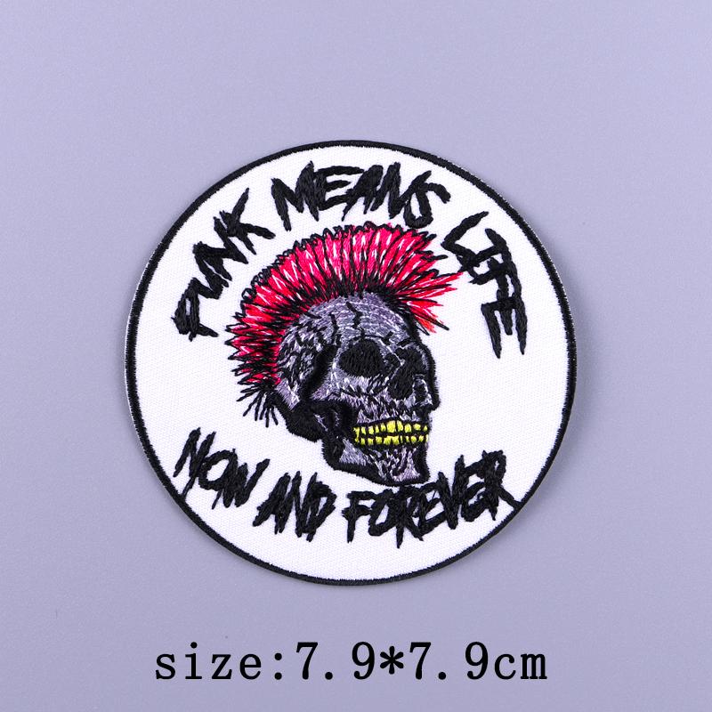 Punk Patch Iron On Embroidered Patches For Clothing Thermoadhesive Patches On Clothes Rock Biker Patch For Clothes Hook Loop